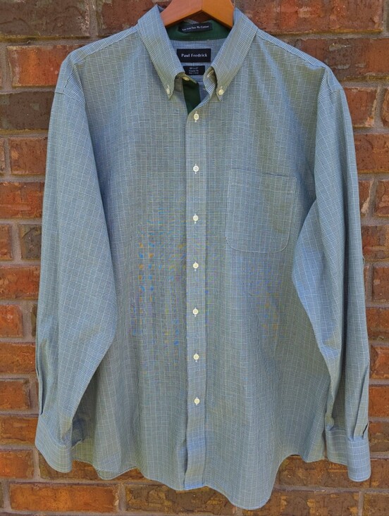 Paul Fredrick Other - Paul Fredrick Non Iron Dress Shirt Size 18.5 37 2XL Green & White